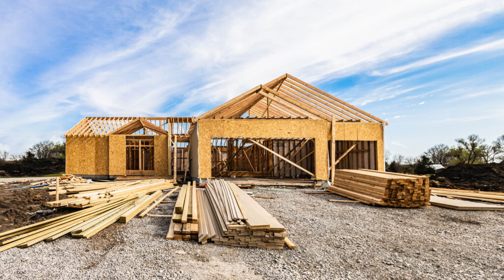 New house under construction in Bloomington IL