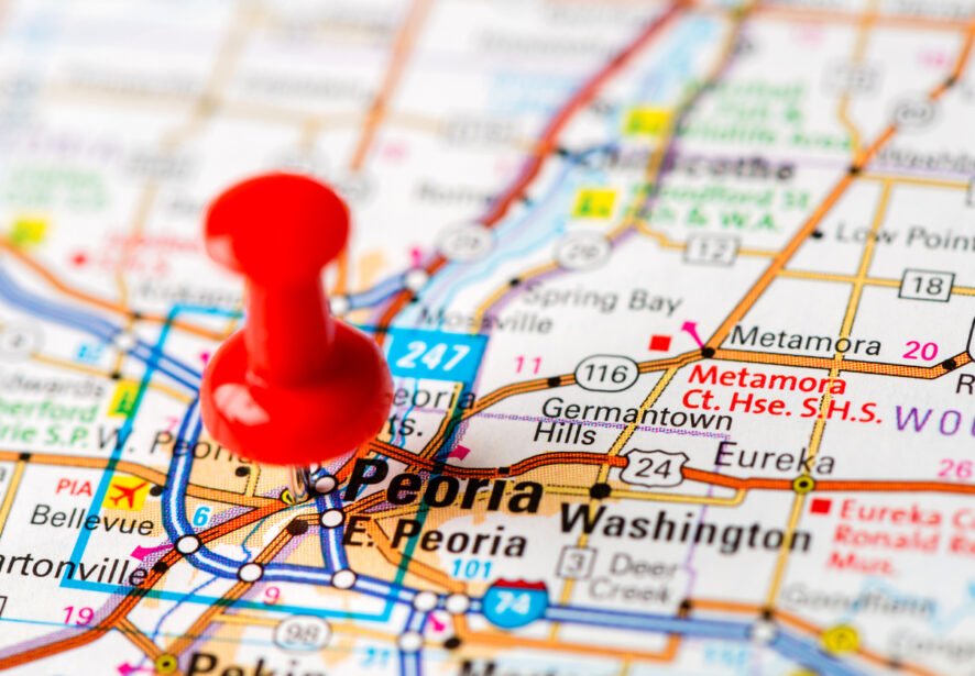 Map of Peoria IL including Washington IL